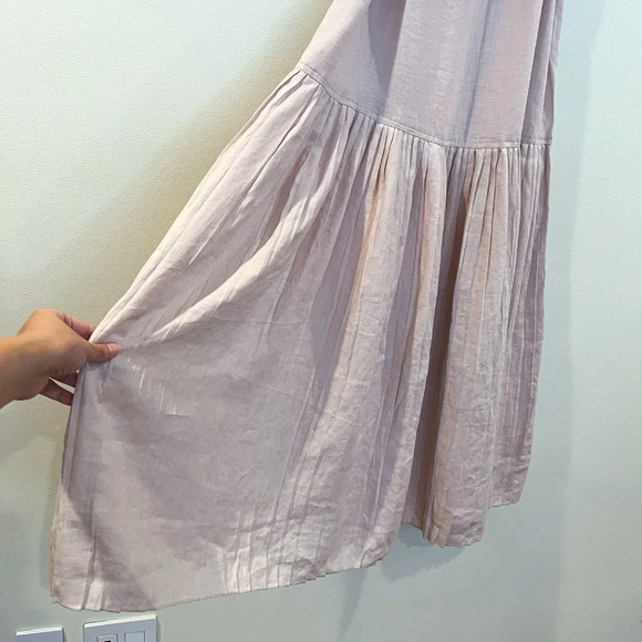 Rebecca Taylor Light Pink Linen Sleeveless Pleated Preppy Maxi Dress M NWT - Picture 3 of 8
